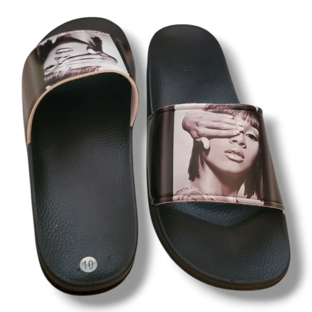 Cross Colours 90s Hip Hop Lisa Left Eye Lopes Legacy Black & White Slides NWT - Picture 3 of 9